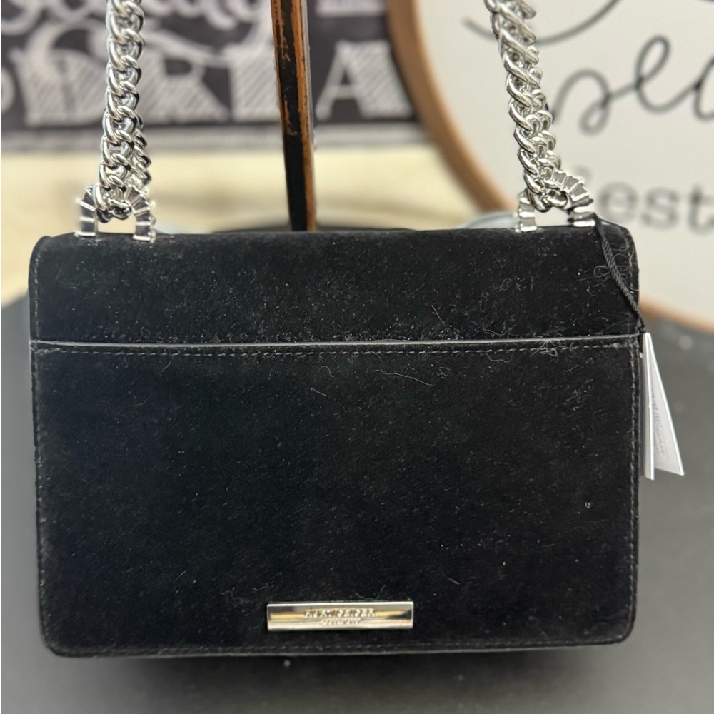 Kurt Geiger London Small Shoreditch velvet rhinestone bow crossbody bag - Picture 2 of 6